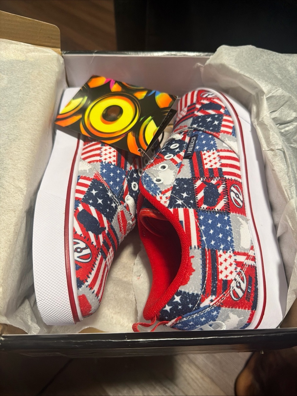 HEELYS Unisex Child Pro 20 Prints Wheeled Heel Size 8 Women's 9 RED WHITE NAVY